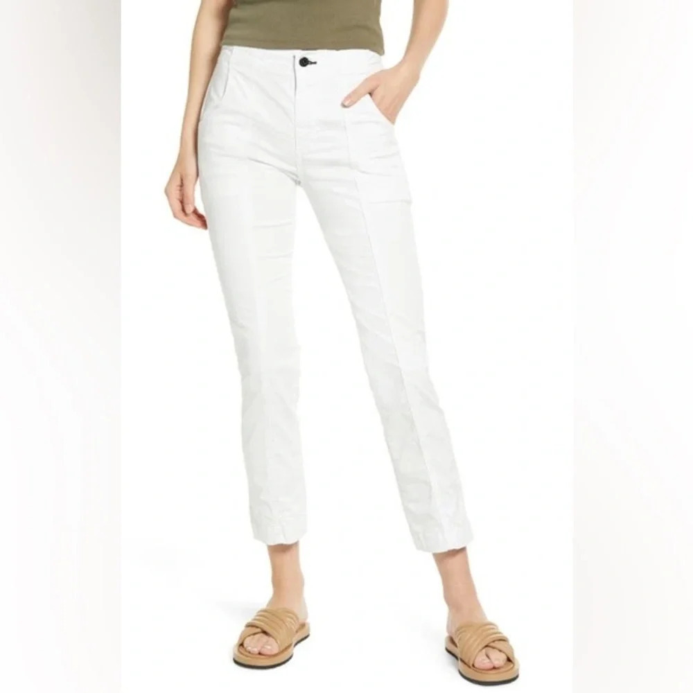 NWOT ASKK NY Good Times High Waist Twill Pant Ivory White Cotton Casual Women 28